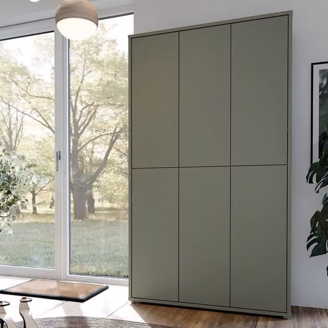 Furniture To Go Alice Springs Tall Shoe Cabinet with 6 Push-to-Open Doors in Sage Green – 1