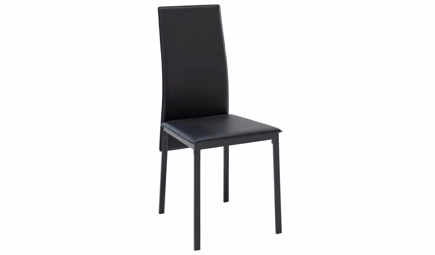 Lido Pair of Black Faux Leather Modern Dining Chairs with Metal Legs