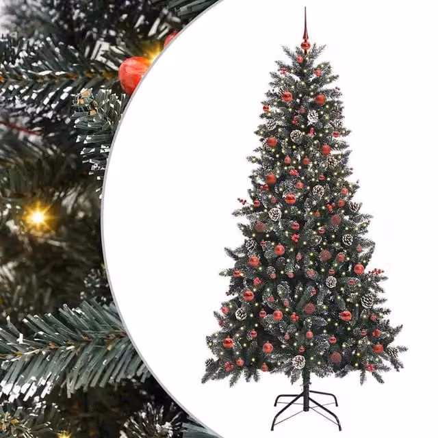 Berkfield Home Artificial Christmas Tree in Green with Stand, W/D/H: 114 x 114 x 210 cm – 1