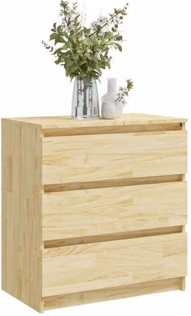 Berkfield Home Durable Bedside Cabinet in Light Brown Solid Pinewood, W/D/H: 60 x 36 x 64 cm