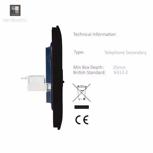 Trendi Switch Artistic Modern Glossy Black Flush Telephone Socket – 4