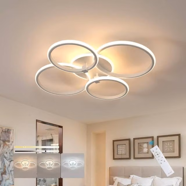 Goeco Modern Round Dimmable LED Ceiling Light, 39W, White