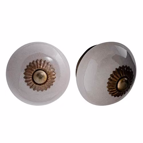 Nicola Spring Polished Grey Ceramic Cabinet Knobs, Pack of 6