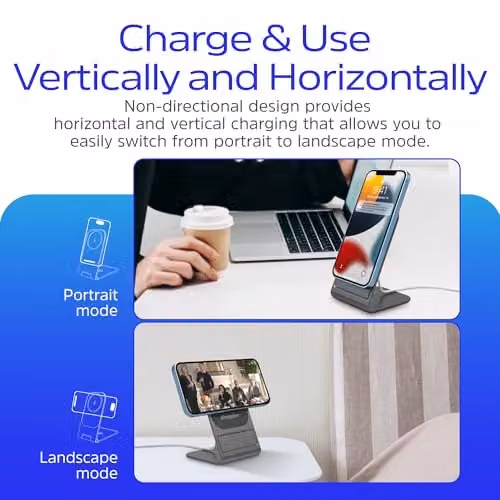 Energizer Black QI Wireless Charging Stand 15W with USB-C – 7
