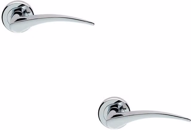 Loops 2x Pair Arched Tapered Handles on Round Rose with Concealed Fixings in Polished Chrome