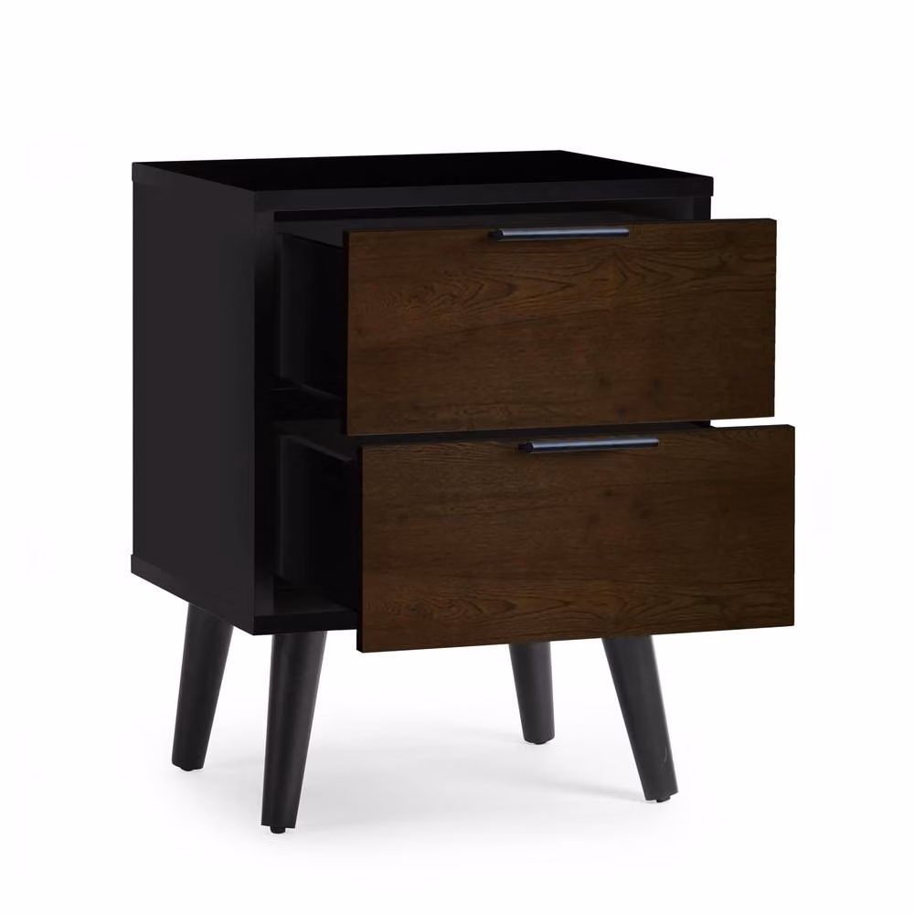 Cheshire Arden 2 Drawer Bedside Unit in Walnut and Black – 2