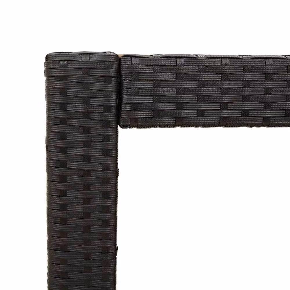 Berkfield Home Black Poly Rattan Garden Side Table with Oiled Acacia Wood Top, W: 100 cm, D: 40 cm, H: 75 cm – 6
