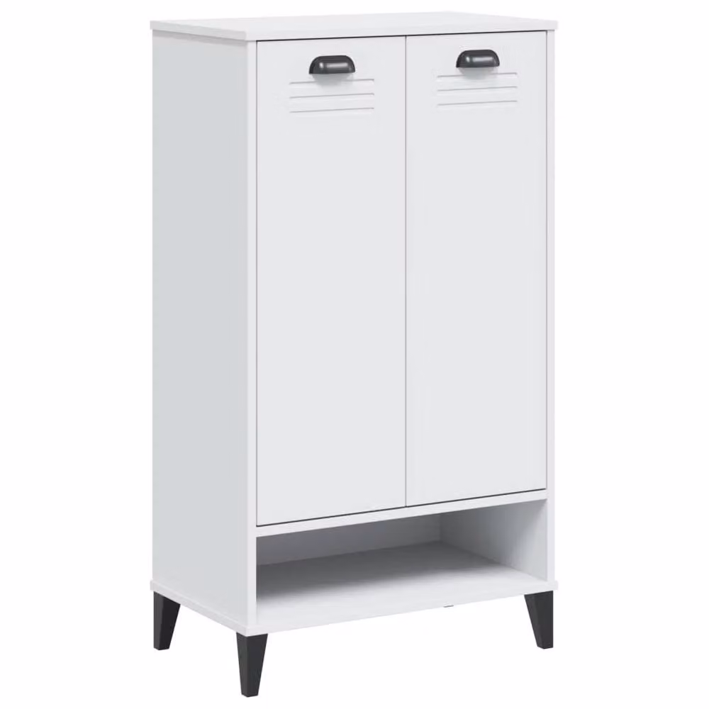 Berkfield Home VIKEN White Modern Shoe Cabinet with Hinged Doors and Open Shelf, W/D/H: 60 x 35 x 107 cm – 3