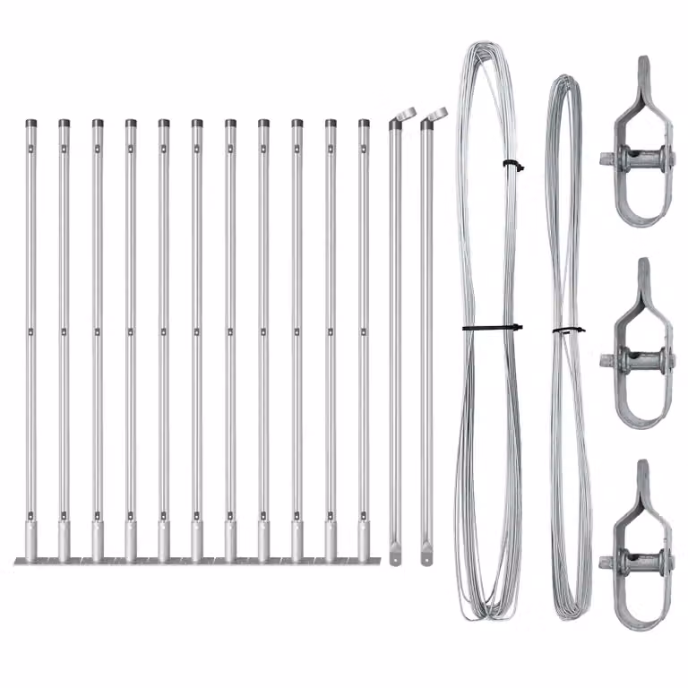 Berkfield Home Set of 13 Silver Galvanised Steel Round Bolt Down Fence Posts, Height: 110 cm