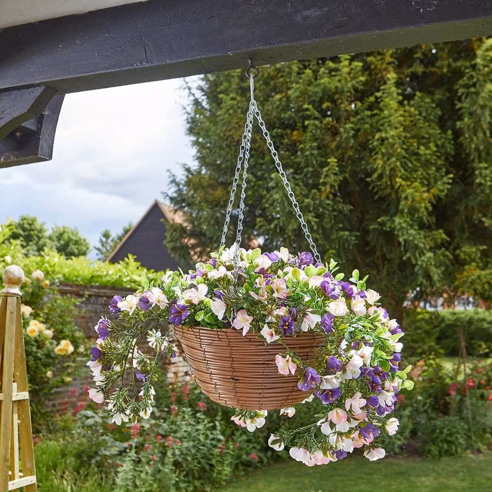 mysmartbuy Artificial Petunia Floral Hanging Basket with Metal Chain, Multicolour – 2