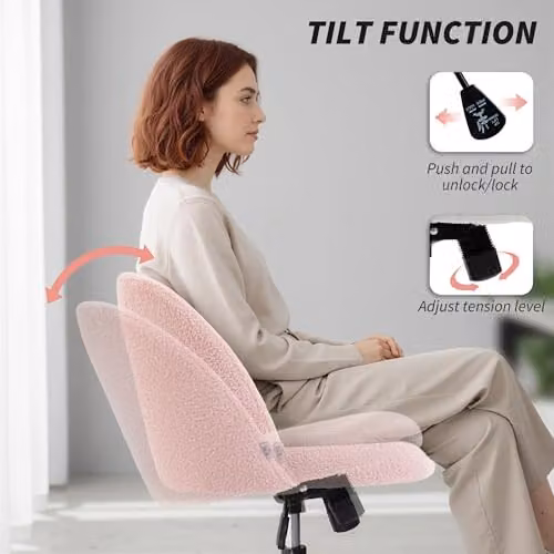 HOMCOM Pink Fabric Swivel Task Chair for Home Office, W/D/H: 59 x 59 x 84.5 cm – 3