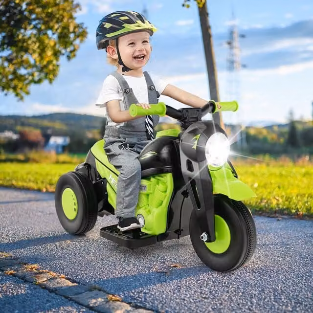 Costway 6V Kids Electric Bubble Ride On Car with Light and Sound, Green