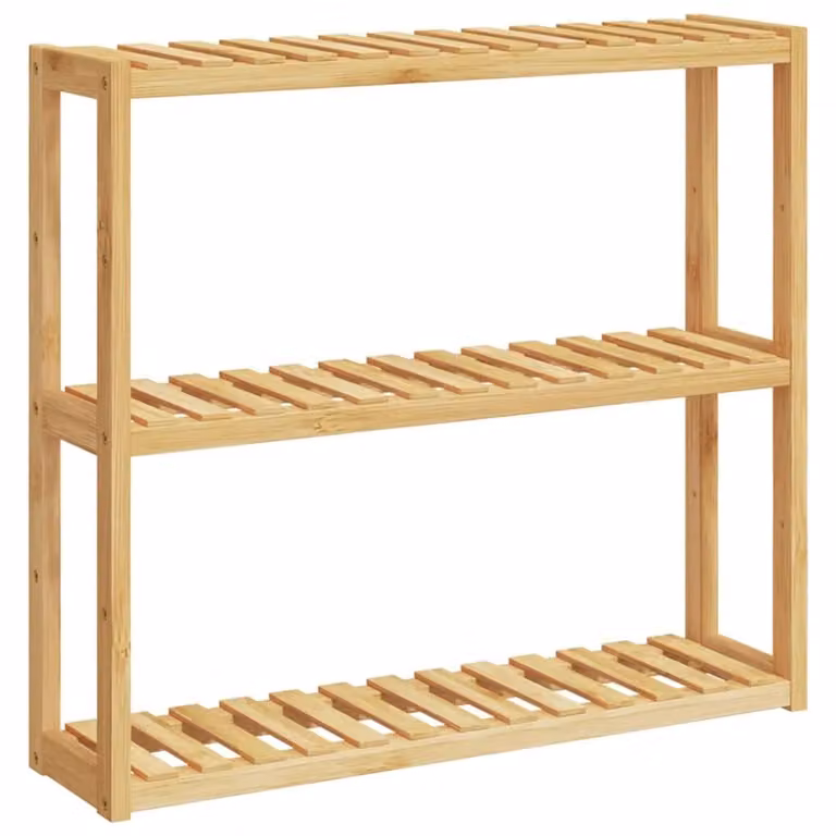 Berkfield Home 3-Tier Wall-mounted Bamboo Bathroom Shelf in Brown, W/D/H: 60 x 15 x 54 cm