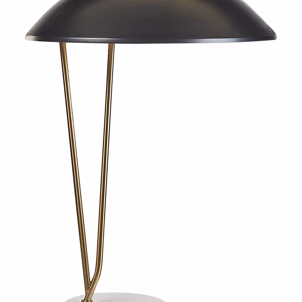 Wyld and Coco Marble Base Table Lamp with Black Metal Dome Shade and Gold Legs – 2