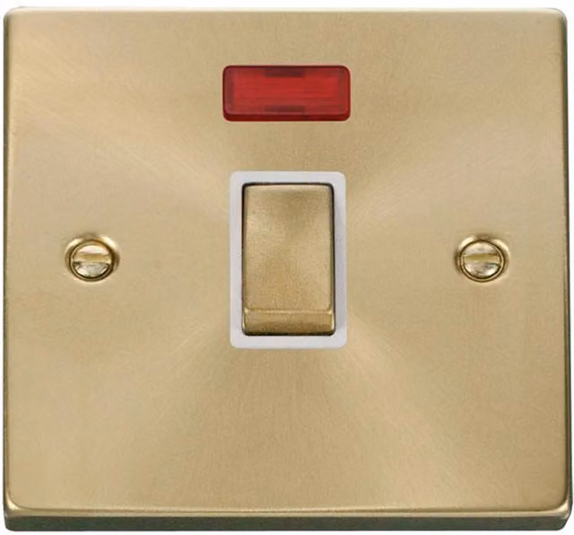 SE HOME Ingot 1 Gang 20A DP Surface Switch with Neon in Satin Brushed Brass and White