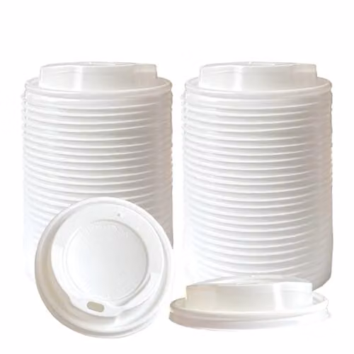 ECONX 500 White Disposable Sip-Through Lids for 8oz Coffee Cups, 80mm