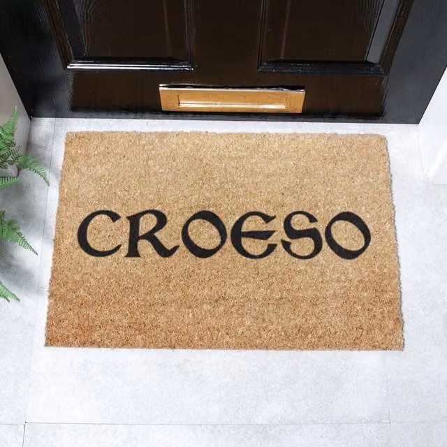 Artsy Mats Welsh Croeso Welcome Doormat in Black, W/D: 60 x 40 cm – 1
