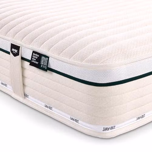 Jay-Be Natural Fresh Bamboo Hybrid 2000 Mattress, White and Green, W/D/H: 120 x 190 x 23 cm – 1