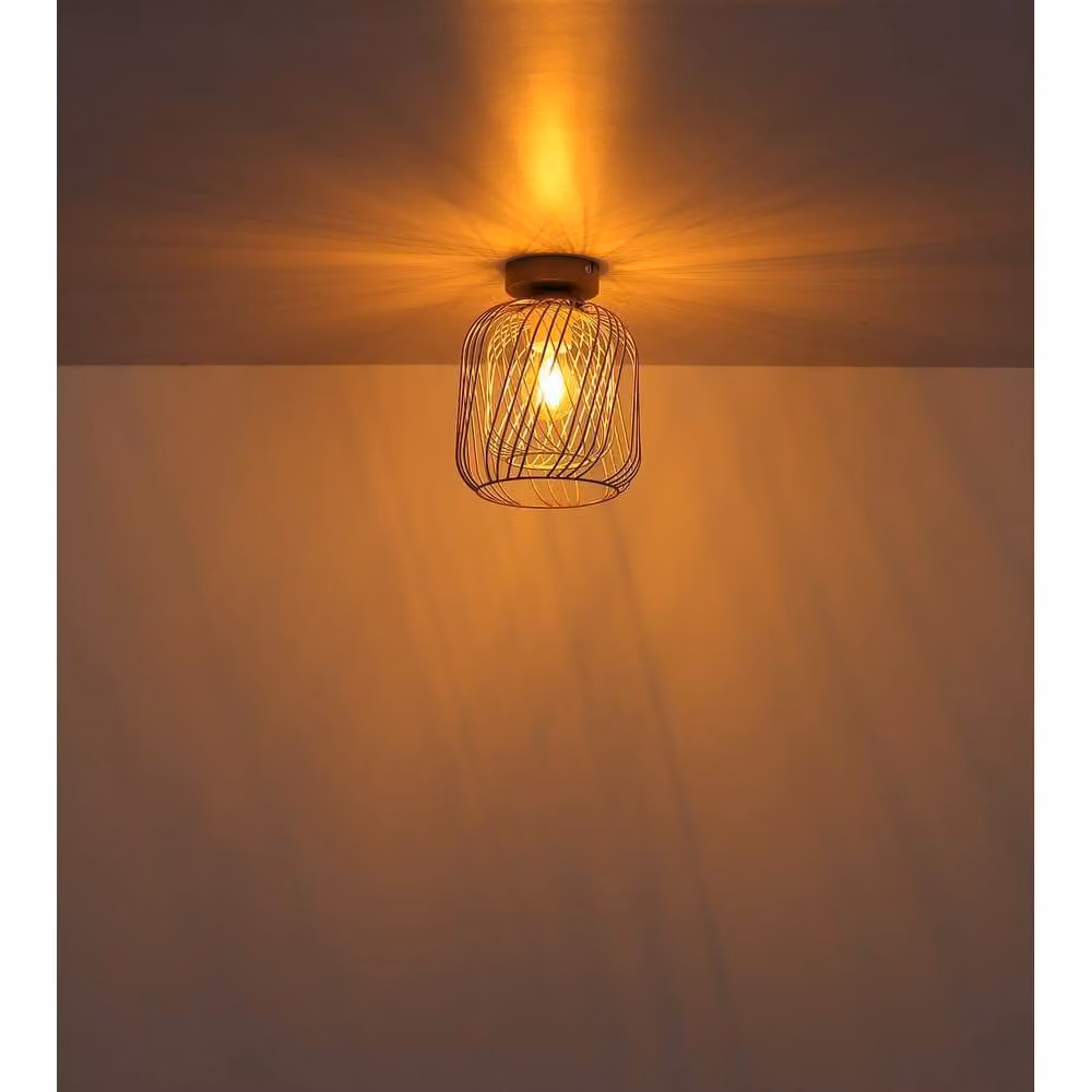 Netlighting Dichti Semi Flush Ceiling Light in Beige Matt Metal, 1x E27, W: 40.0 cm, D: 24.5 cm, H: 18.0 cm – 2