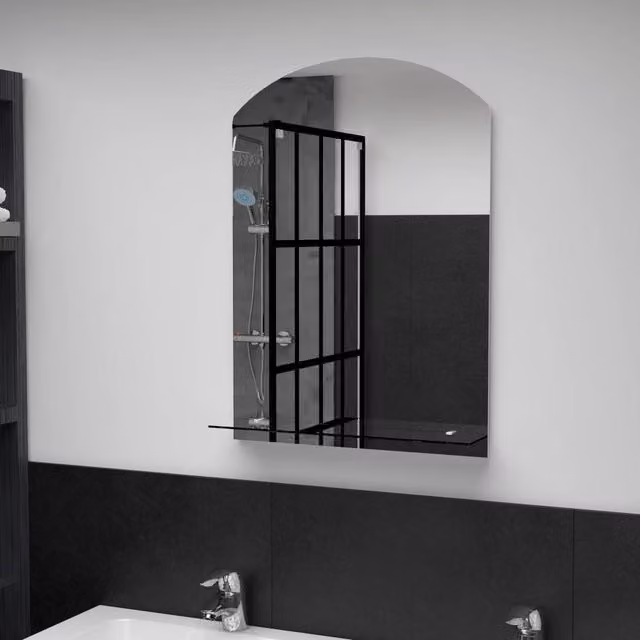 Berkfield Home Minimalist Rectangular Wall Mirror with Shelf in Silver, W: 50 cm, H: 70 cm