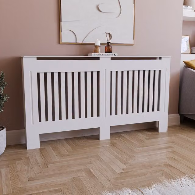 Vida Designs Chelsea Radiator Cover in White, W/D/H: 152 x 19 x 81 cm