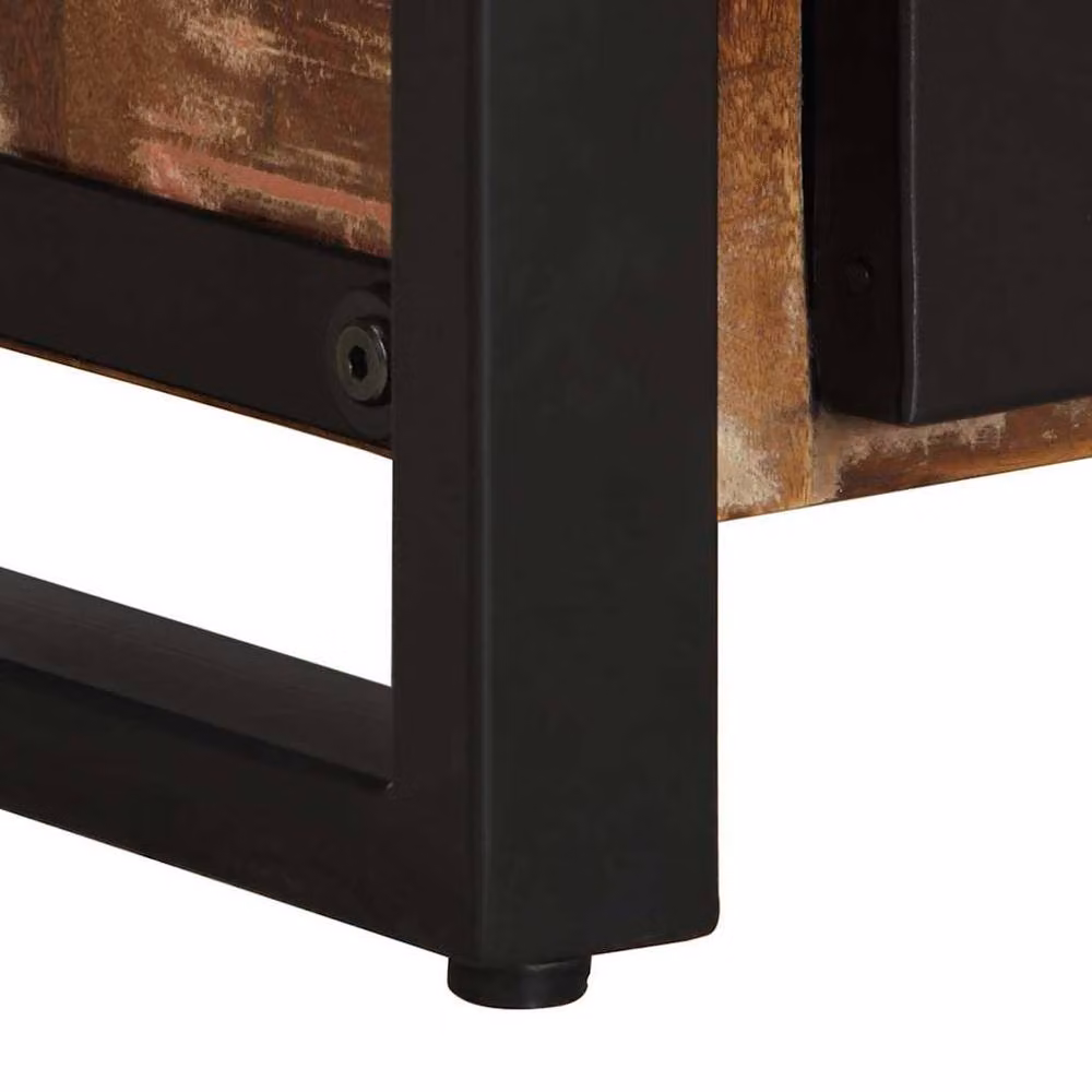 Berkfield Home Set of 2 Rustic Mango Wood Bedside Cabinets in Multicolour – 6