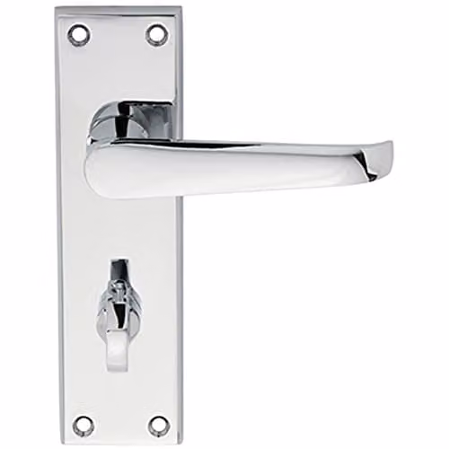 Loops Pair Straight Victorian Lever on Bathroom Backplate, Polished Chrome, W: 15.0 cm, H: 4.4 cm