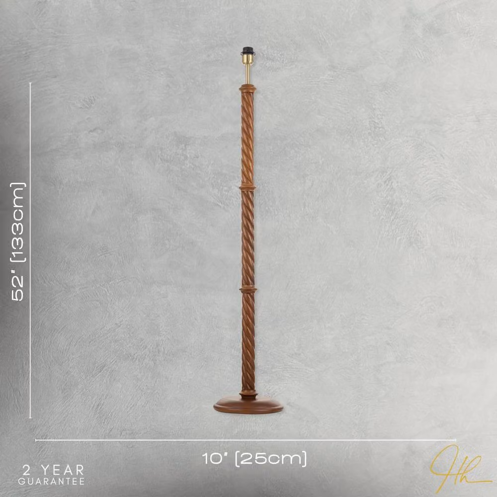 Happy Homewares Classic Mahogany Wooden Floor Lamp Base with Twisting Pole Design in Brown – 3