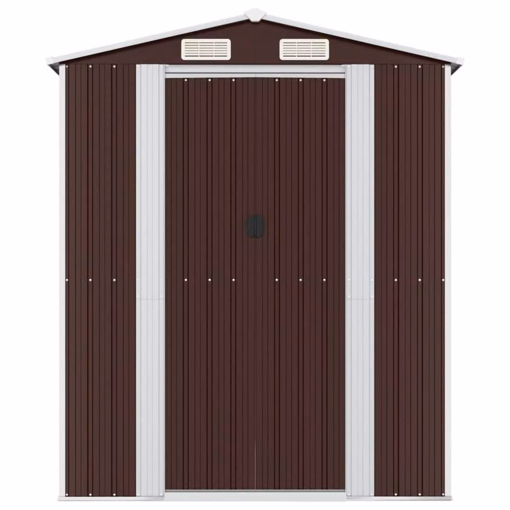 Berkfield Home Garden Shed in Dark Brown Galvanised Steel, W/D/H: 192 x 191 x 223 cm – 3
