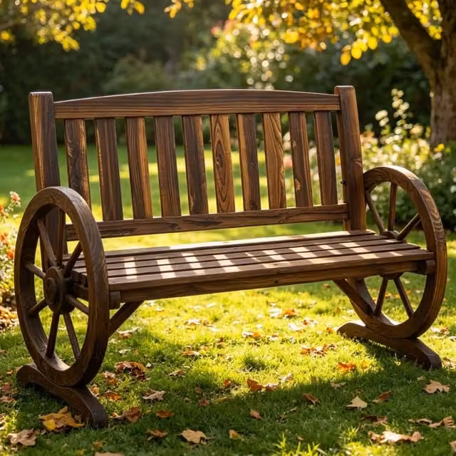 Gr8 Garden 2 Seater Rustic Wooden Garden Bench in Brown