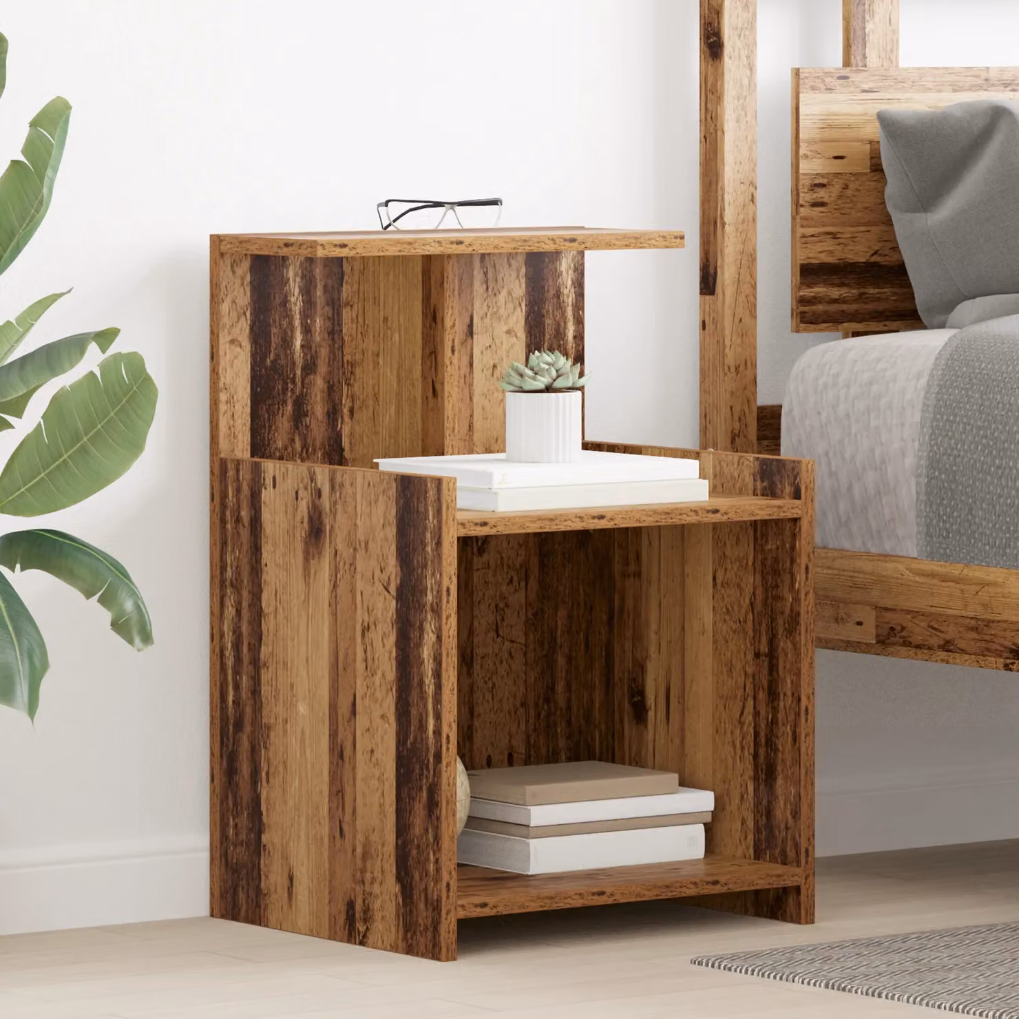 Berkfield Home Bedside Tables 2 Pack in Brown Old Wood, W/D/H: 40 x 35 x 60 cm – 4