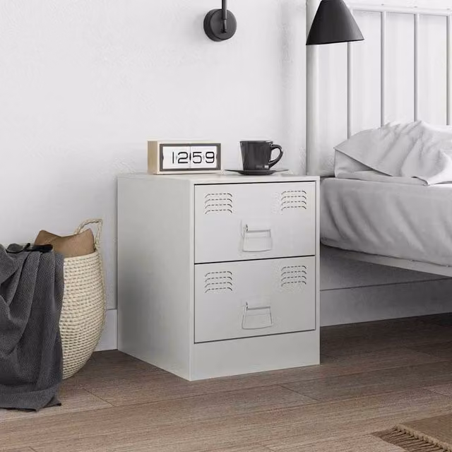 Berkfield Home Stylish White Metal Bedside Cabinet W/D/H: 34.5 x 39.0 x 44.0 cm – 1