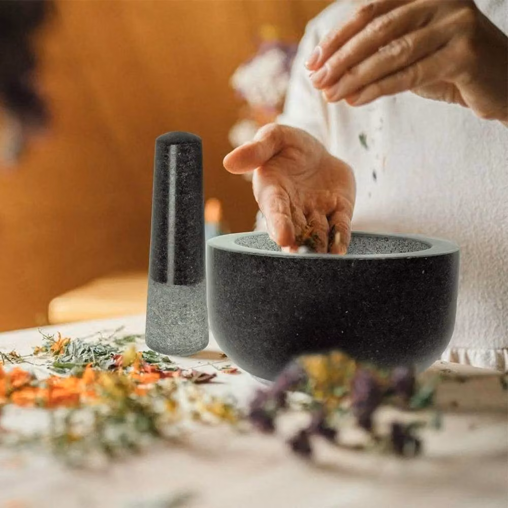 Pawnora Large Grey Granite Mortar and Pestle Set – 5