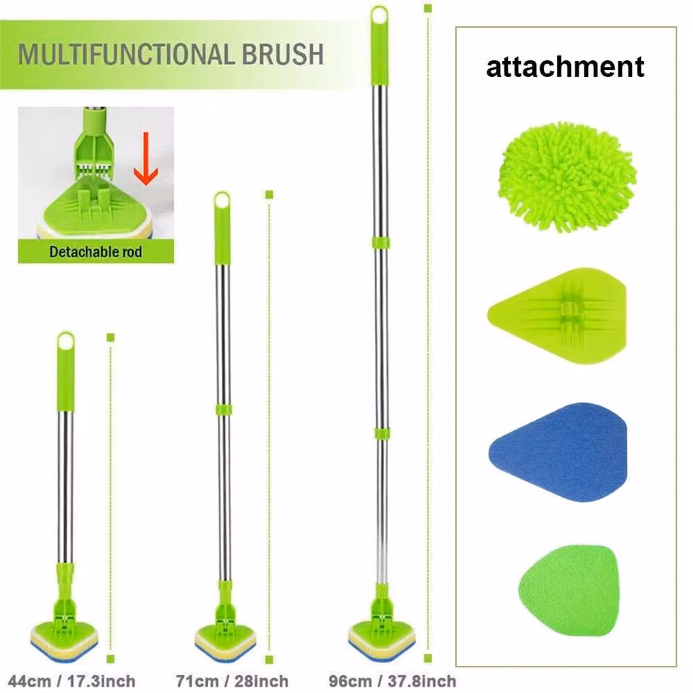 SPETLEK Bathroom Cleaning Brush Set with Telescopic Handle in Green and Multicolour – 2