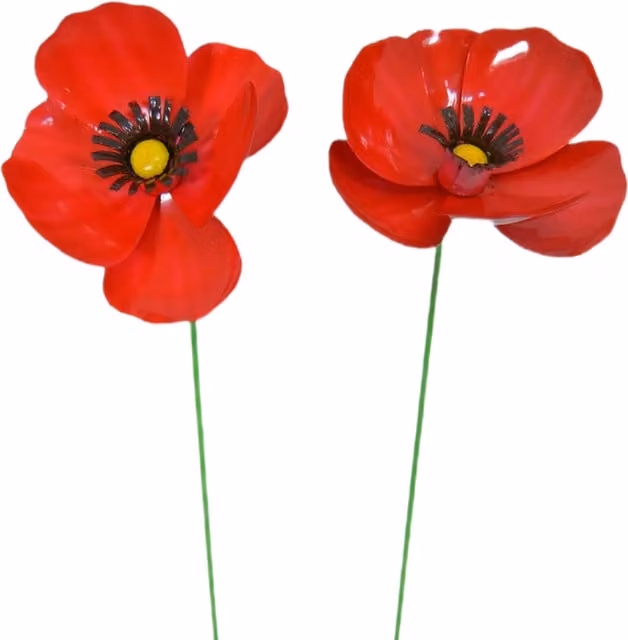On Trade Winds Red Metal Poppy Flower Garden Ornament