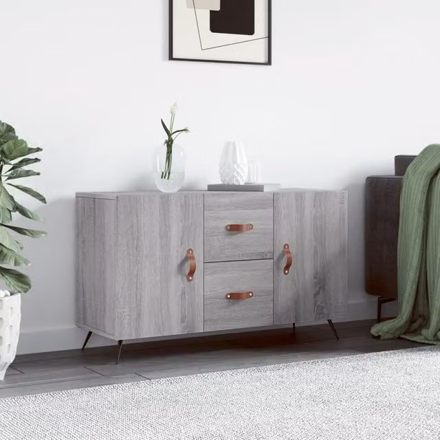 Berkfield Home Grey Sonoma Sideboard in Engineered Wood, W/D/H: 100 x 36 x 60 cm