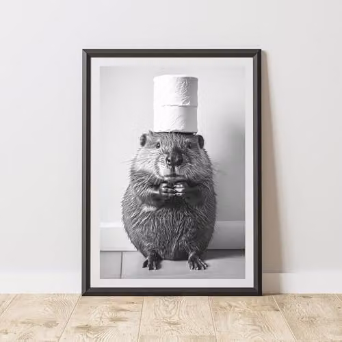 60 Second Makeover Beaver Toilet Roll Animal Print Paper Poster, W: 21.0 cm, H: 29.7 cm