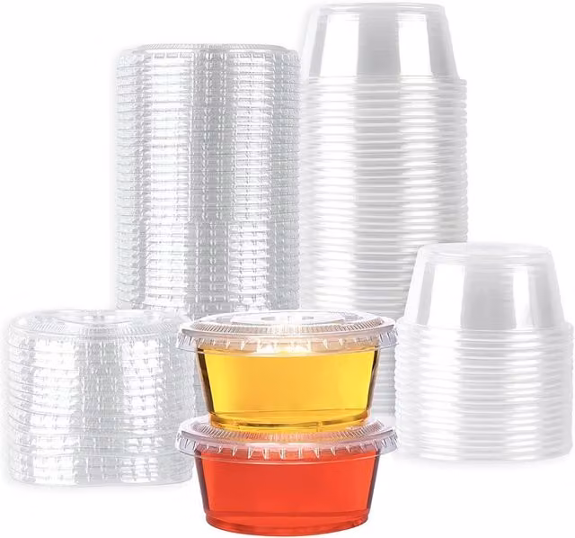ECONX 1oz Clear Plastic Portion Pots with Snap Lids for Sauce and Dips, 1000 Pack – 1