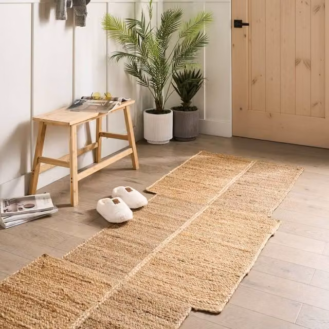 Wyld and Coco Beige Braided Jute Runner Rug, W: 80 cm, L: 300 cm – 1