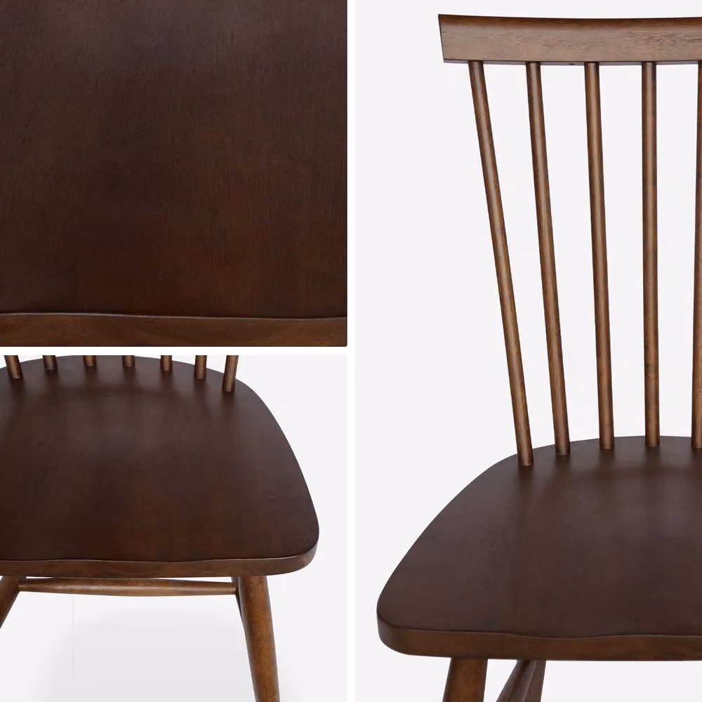 sweeek Set of 4 Hevea Rubberwood Dining Chairs in Brown – 3