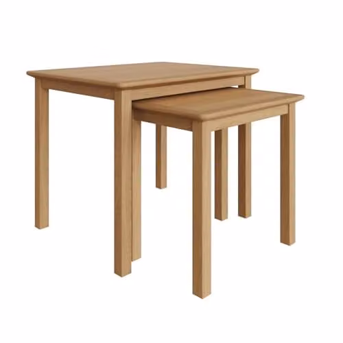 FWStyle Oak Nest of 2 Tables in Natural Brown, W/D/H: 55 x 45 x 44 cm