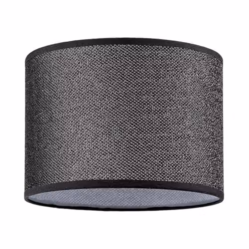 Happy Homewares Modern Mini Diamond Black Glitter Fabric Cylinder Lamp Shade, Diameter: 25 cm – 1