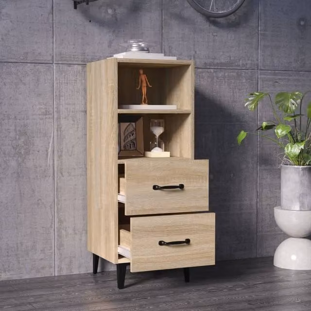 Berkfield Home Sonoma Oak Sideboard in Brown, W/D/H: 34.5 x 34.0 x 90.0 cm