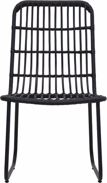 Berkfield Home Set of 2 Modern Black Poly Rattan and Steel Garden Chairs H 90 cm x W 53.5 cm x D 66.5 cm
