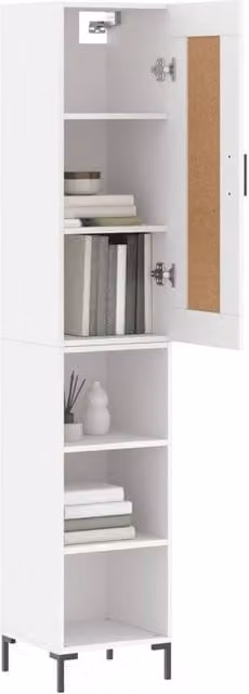 Berkfield Home White Modern Highboard with Hinged Doors and Internal Shelves, W/D/H: 34.5 x 34.0 x 180.0 cm