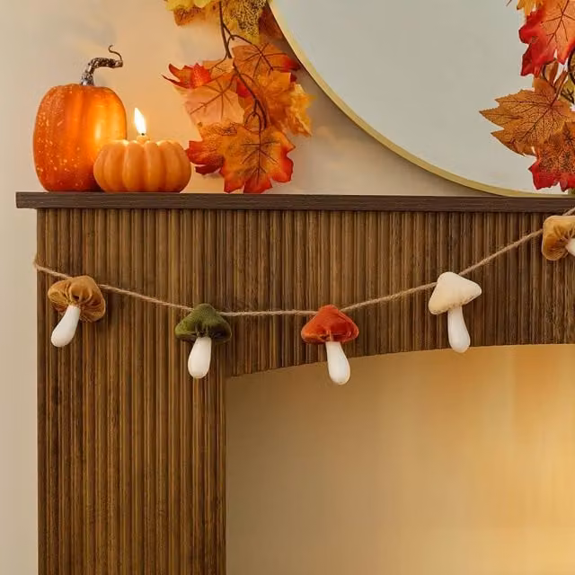 OHS Autumn Mushroom Garland Multicolour Textile Hanging Decor for Kids Bedrooms – 1