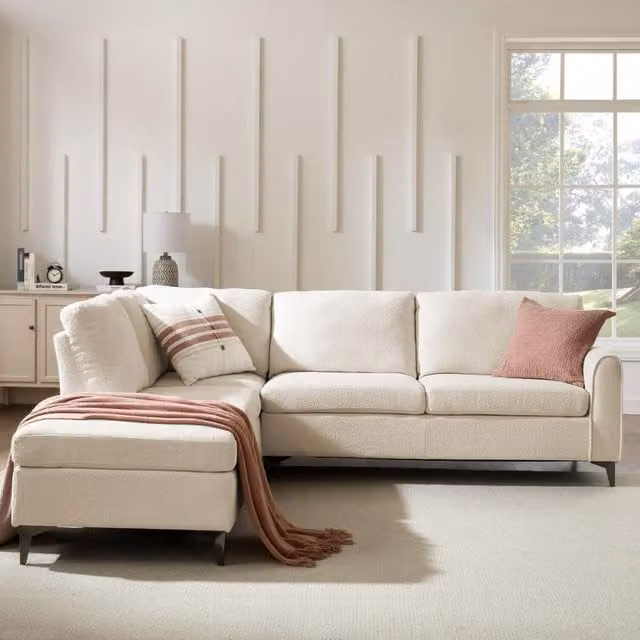 Aylssum Left-hand Corner Sofa in Beige Boucle