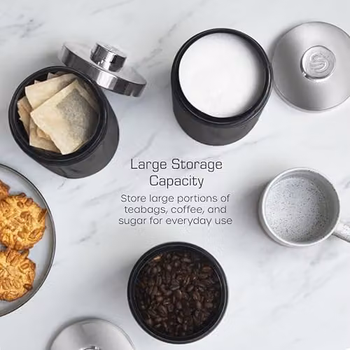 Swan Townhouse Set of 3 Airtight Stainless Steel Storage Canisters in Black – 3
