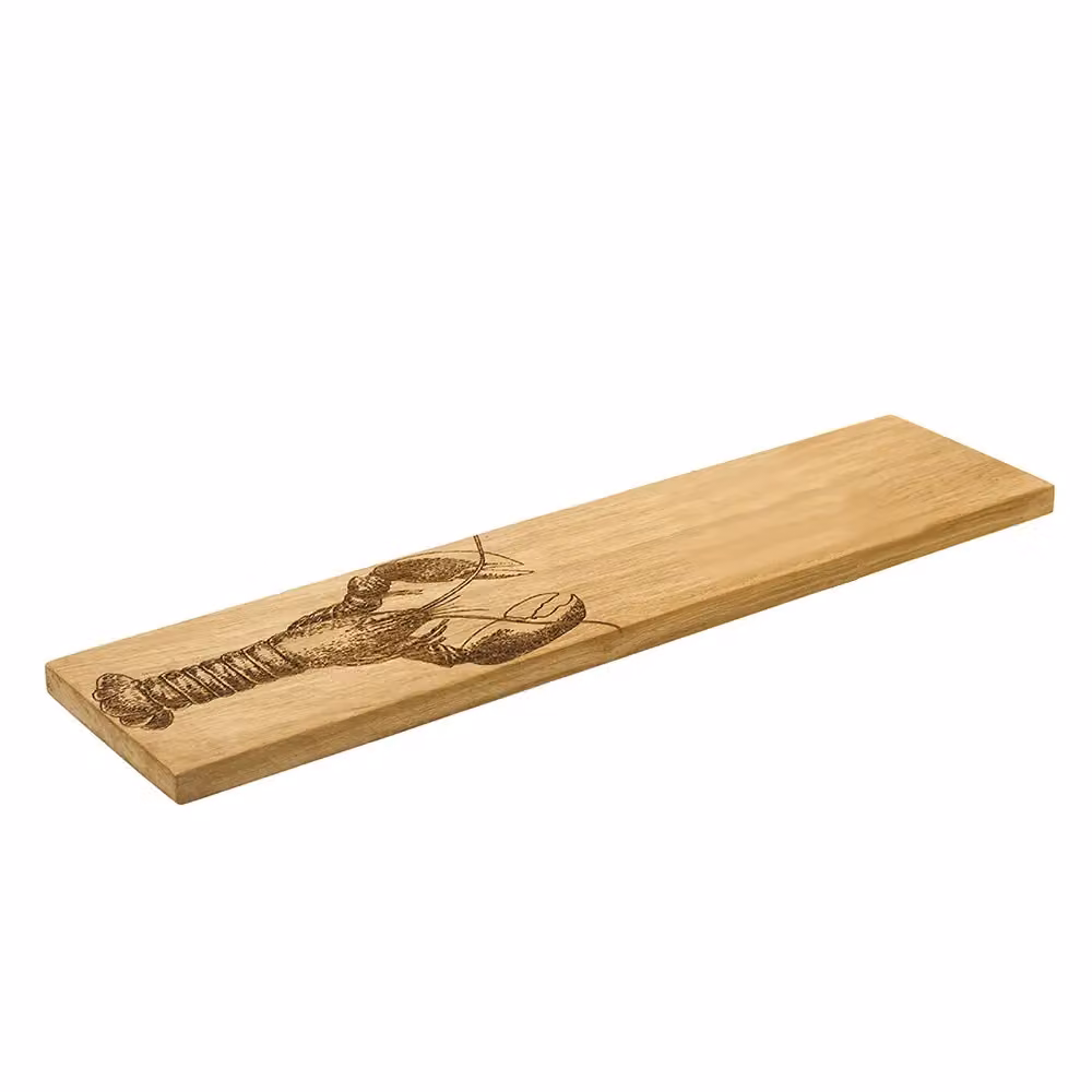Selbrae House Large Oak Serving Platter with Lobster Design in Light Brown – 2