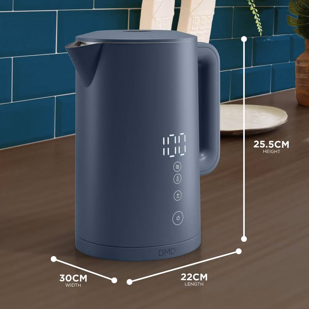 DMD Collective 1.5L Smart Kettle with Wi-Fi, App and Voice Control, Touchscreen and 2200W in Blue – 2